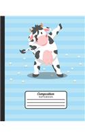 cow composition notebook: Farm animal cow dabbing Wide Ruled Primary journal for Girls Kids Student Teacher etc , 7.5 x 9.25 in, 100 pages