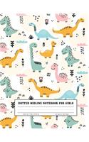 Dotted Midline Notebook For Girls: Picture Space And Dashed Midline For Grades K-2 School Dinosaur cover