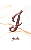 Jade: 1 Year Weekly Planner with Note Pages (12 Months) - White Marble Rose Gold Pink Effect Letter J - 2020 - 2021 - Week Planning - Monthly Appointment 