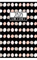 2020 Daily Diary: A5 Full Day on a Page to View DO1P Planner Lined Writing Journal - Black with Pink & Grey Polka Dots