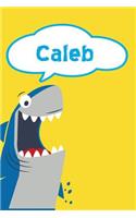 Caleb: Shark Personalized Name Notebook Journal Diary Sketchbook with 120 Lined Pages 6x9