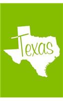 Texas - Lime Green Lined Notebook with Margins: 101 Pages, Medium Ruled, 6 x 9 Journal, Soft Cover