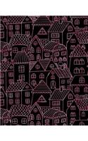 Journal Notebook Cute Houses Pattern 5: 172 Page Blank Journal 8 x 10 Size, Unlined For Journaling, Writing, Planning or Doodling.(28 Artsy Plain Journals)
