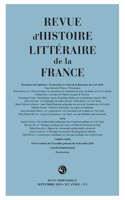 Revue d'Histoire Litteraire de la France