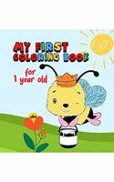 My First Coloring Book for 1 Year Old : Coloring pages include butterflies, dogs, elephants, dolphins, crabs, birds, apples, pears, lemons, train, and more.