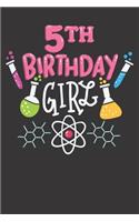 Notebook: 5th Birthday Girl Science Scientist Party Gift Dot Grid 6x9 120 Pages