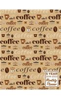 5 Year 2019 - 2023 Monthly Planner: Coffee Themed Calendar and Notebook 8.5x11 144 Pages
