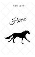 Horses notebook: (6x9) lines 108 pages for journal notes diary white