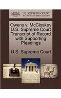 Owens V. McCloskey U.S. Supreme Court Transcript of Record with Supporting Pleadings