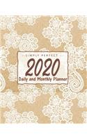 2020 Monthly and Daily Planner: Calendar + Schedule: Kraft Paper Lace Design