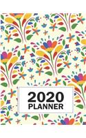 2020 Planner: 8.5"x11" Otomi Flower Pattern 2020 Planner Yearly Agenda (1 January - 31 December 2020 )