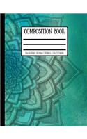 Cursive Script Mandala Composition Book: College Ruled - 100 Pages / 200 Sheets - 7.44 X 9.69 Inches