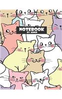 Notebook: Cats colorful pastel on blue cover and Lined pages, Extra large (8.5 x 11) inches, 110 pages, White paper