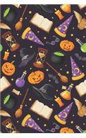 Wizard and Witch Pattern Cute Horror Decoration 10: Blank Lined Notebook for Halloween and Magic Lovers
