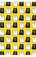 Bullet Journal Notebook for Cat Lovers Black and White Cats in a Row 6: 112 Page Numbered Dot Grid Bullet Journal with Index Pages and Key Pages in Portable 6 X 9 Size.