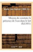 Moyens de Constater La Présence de l'Eau Dans Le Lait