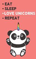 Eat Sleep Love Unicorns Repeat: Cute Penguin Lovers Journal / Notebook / Diary / Birthday Gift (6x9 - 110 Blank Lined Pages)