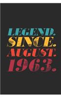 Legend Since August 1963: Graph Ruled Notebook - Journal 56th Birthday for Woman and Men