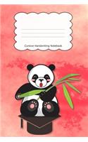 Cursive Handwriting Notebook: Panda Pink Cover Composition Book Cursive Handwriting Paper Script for children Longhand Joined-up writing for Kids 120 Pages Softcover