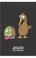 Kiwivogel und Kiwifrucht drehen durch Kalender 2020