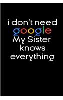 I don't need google my Sister knows everything Notebook Birthday Gifts