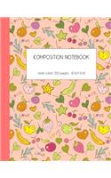 Composition notebook wide ruled 120 pages 8.5x11 (A4): lined paper journal for writing and taking notes - cute fruit pattern