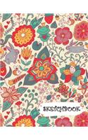 Sketchbook: Funky Frog Rabbit & Flowers Fun Framed Drawing Paper Notebook