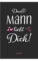 Dein Mann liebt! Dich Notizbuch: A5 Softcover mit 110 Seiten Dot Grid Punktraster, Inhaltsverzeichnis, Seitenzahlen I Romantisches Geschenk für Frauen und Ehefrauen als Liebesbeweis