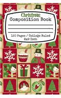Christmas Composition Book 120 Pages College Ruled 6x9 Inch: Notebook Journal with a Christmas wrapping paper pattern with snowmen, hot chocolate, ornaments, Xmas trees and snowflakes. Great gift or stocking s