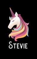 Stevie: Personalized Custom Name Unicorn Themed Monthly 2020 Planner (Calendar, To Do List, Monthly Budget, Grocery List, Yearly Financial Goals) Gift for G
