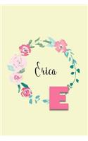 Erica: Personalized Monogram Initial Journal - Pink Marble and Gold Cover with Feminine Pages for Women and Girls