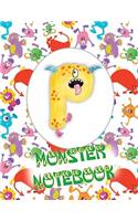 P Monster Notebook: Kids Monogrammed Journal and Doodle Book