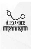 Alexander: Barber Hairdresser Personalized Name Notebook Journal Diary Sketchbook with 120 Lined Pages 6x9
