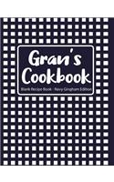 Gran's Cookbook Blank Recipe Book Navy Gingham Edition