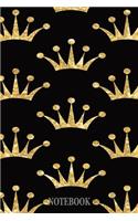 Notebook: Notebook and Journal for All Ages, Exercise and Composition Book and More (Crowns Cover)(1 Black and Gold Coloured 6" X 9" 150 Pages)