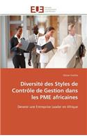 Diversité Des Styles de Contrôle de Gestion Dans Les Pme Africaines