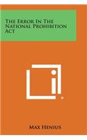Error in the National Prohibition ACT