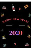 Happy New Year 2020: Happy New Year 2020 line journal notebook