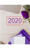 2020 Planner Weekly & Monthly 8.5x11 Inch: Purple Flower for Women One Year Weekly and Monthly Planner + Calendar Views