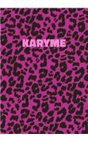 Karyme: Personalized Pink Leopard Print Notebook (Animal Skin Pattern). College Ruled (Lined) Journal for Notes, Diary, Journaling. Wild Cat Theme Design wi