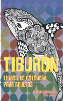 Libros de colorear para adultos - Letra grande - Animales Mandala - Tiburón