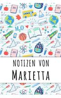 Notizen von Marietta: Liniertes Notizbuch für deinen personalisierten Vornamen