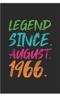 Legend Since August 1966: Graph Ruled Notebook - Journal 53rd Birthday for Woman and Men