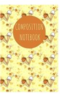 Composition Notebook: Great Ice Cream Notebook/Journal for Food Lovers to Writing (6x9 Inch.) College Ruled Lined Paper 120 Blank Pages (Yellow&Brown&White Pattern)