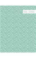 Cool School: Large College Ruled Notebook for Homework School or Work Soft Green with Gray Triangle Pattern