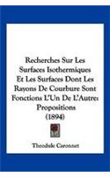 Recherches Sur Les Surfaces Isothermiques Et Les Surfaces Dont Les Rayons De Courbure Sont Fonctions L'Un De L'Autre