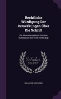 Rechtliche Würdigung Der Bemerkungen Über Die Schrift