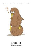 Kiwi bird sitting on Kiwi fruit Calendar 2020