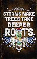 Storms Make Trees Take Deeper Roots: Belize Flag Customized Personalized Gift for Belizean Coworker Friend Planner Daily Weekly Monthly Undated Calendar Organizer Journal