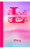 Lena Diary: Personalized First Name Personal Writing Journal - Cute Pink Purple Watercolor Cover - Daily Diaries for Journalists & Writers - Note Taking - Write